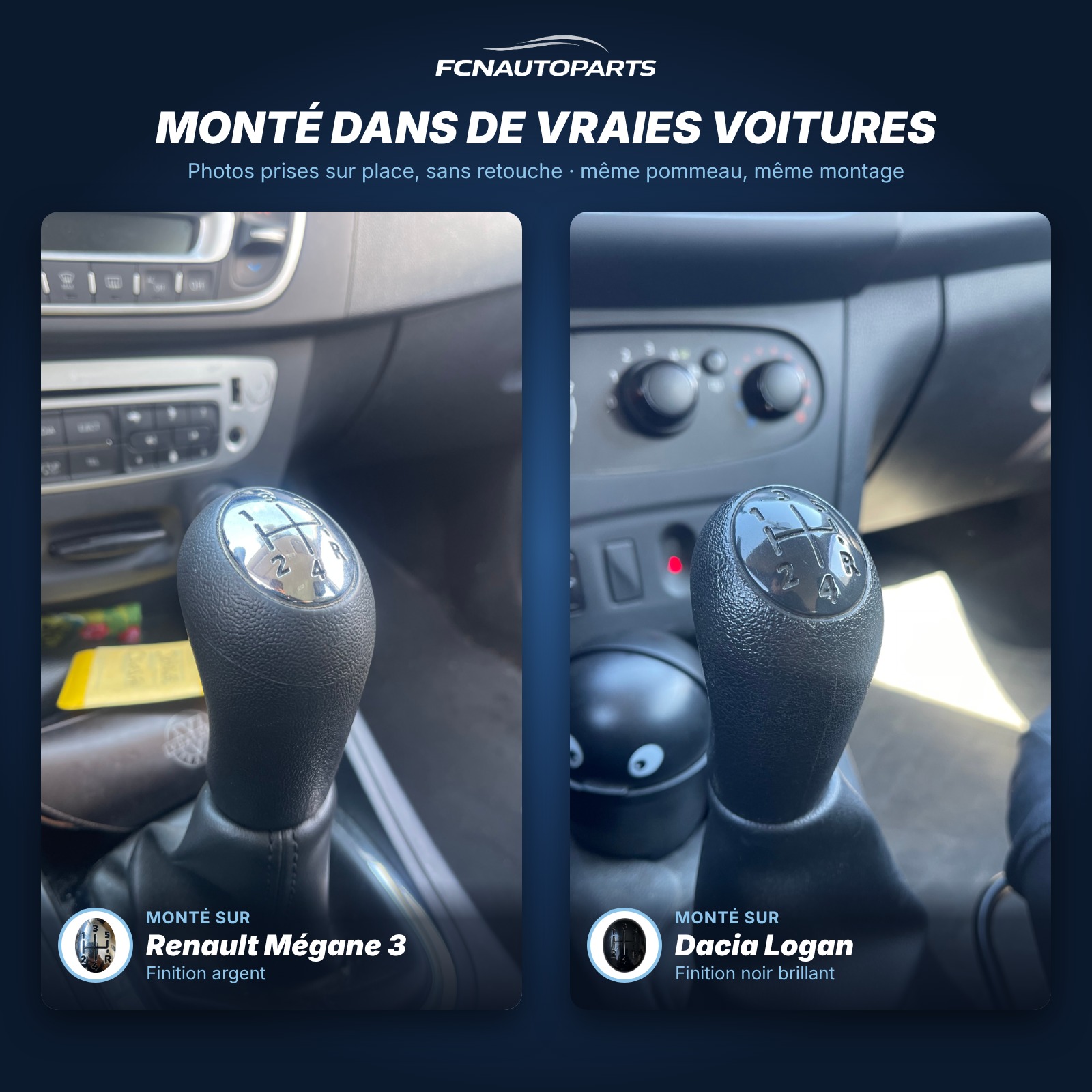 Pommeau de vitesse monté sur Renault Mégane 3 et Dacia Logan
